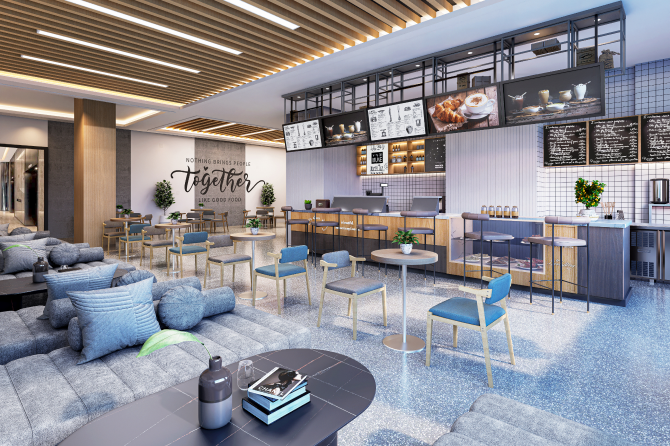 Residents cafeteria and social café at DSR The Address Sarjapur Road apartments
