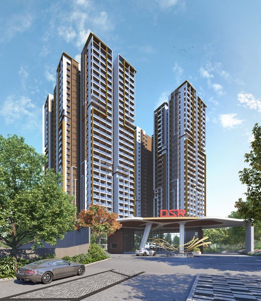 DSR The Address luxury apartment exterior render in Bangalore