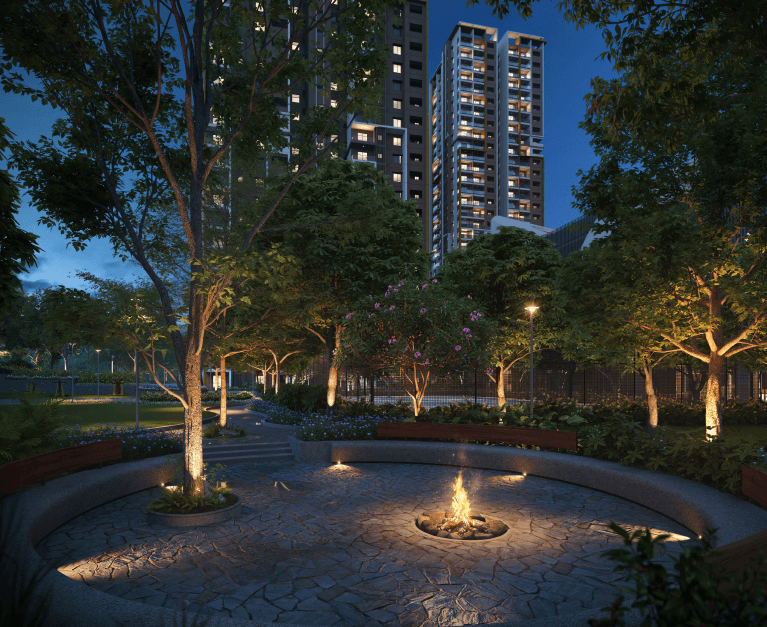 DSR The Address premium high rise apartment night elevation render