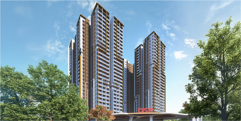 DSR The Address grand entry gateway with security cabin and landscaped arrival zone on Sarjapur Road Bengaluru