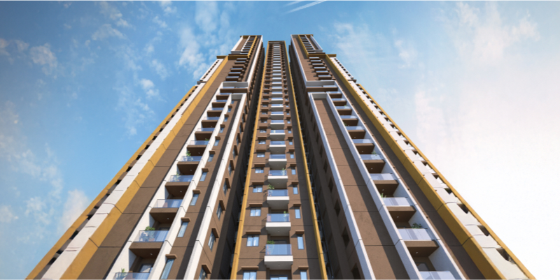 DSR The Address top-down view of residential tower showing modern architecture and facade design in Sarjapur Road Bengaluru