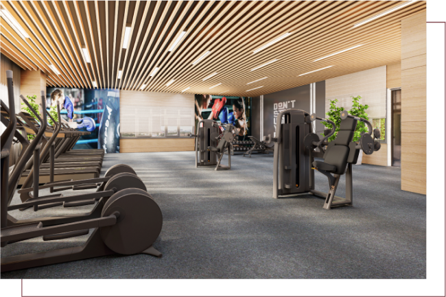 Modern gym at DSR The Address with advanced fitness equipment for residents in Dommasandra Sarjapur Road near Whitefield